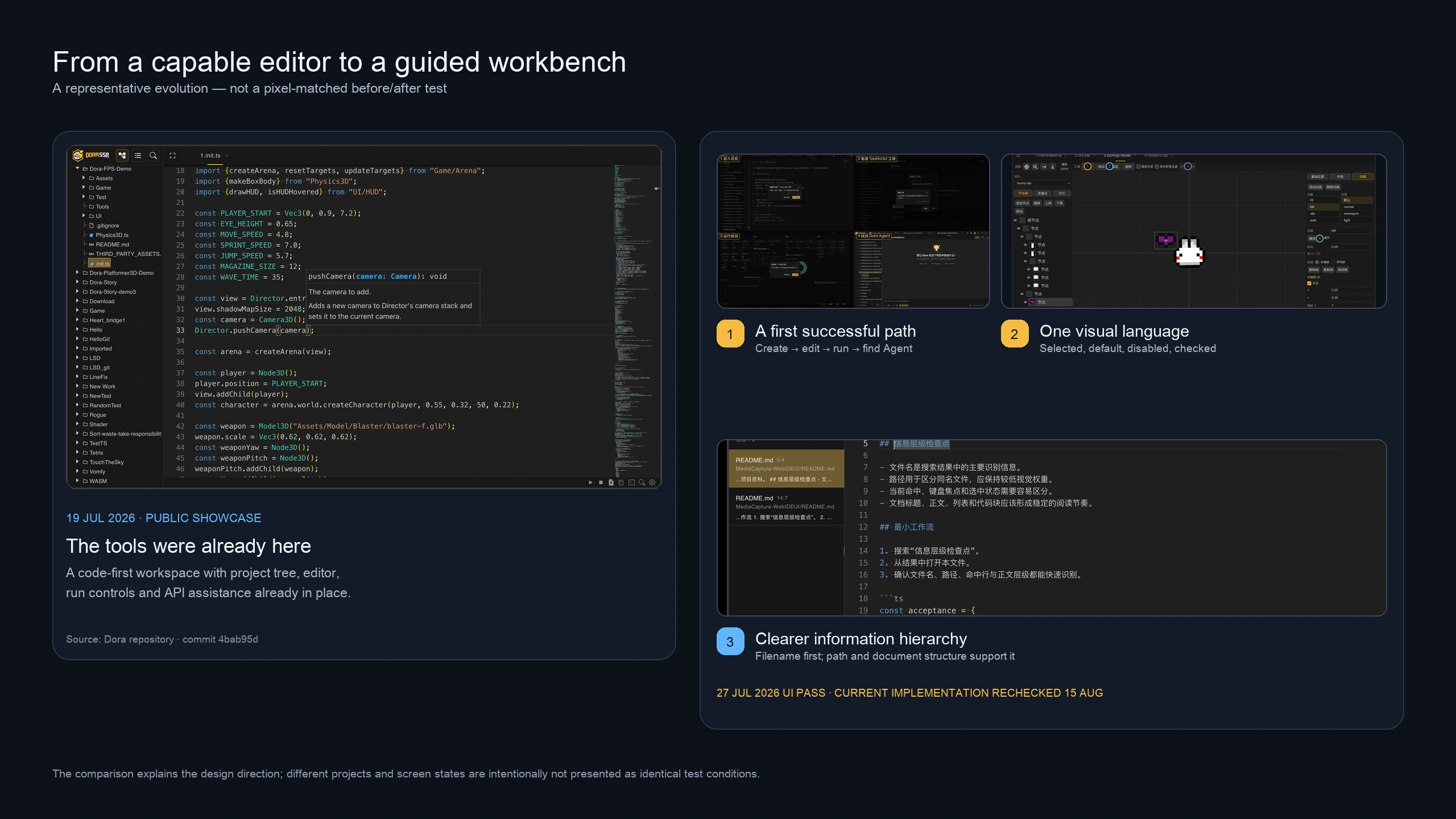 From a feature-rich workspace to a clearer task path and visual hierarchy