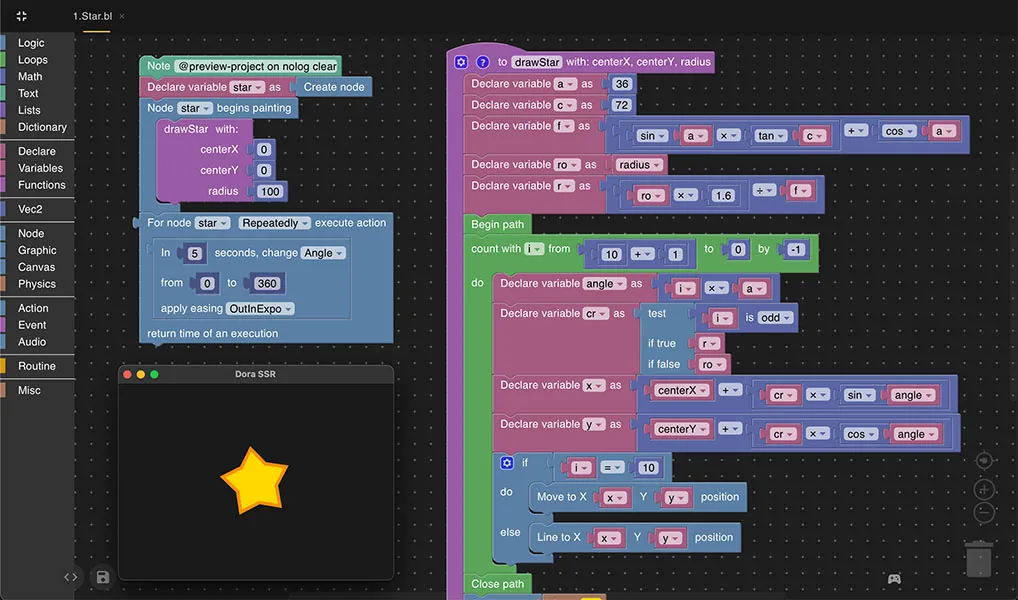 Blockly scripting in Dora SSR